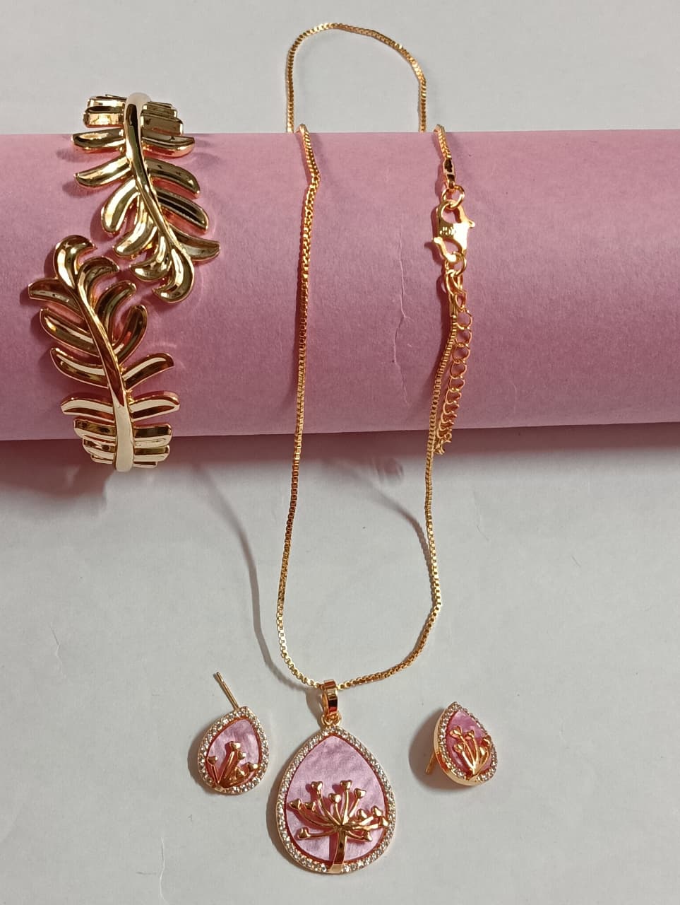 Pink Blossom Botanical Jewelry Set
