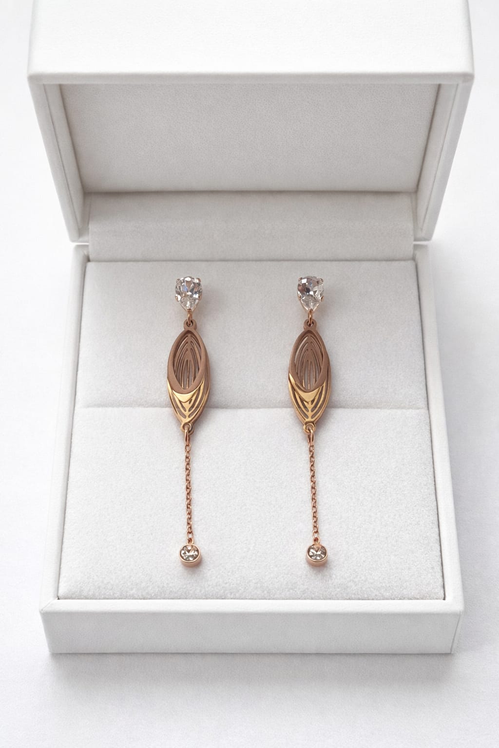 Rose Gold Leaf Drop Earrings