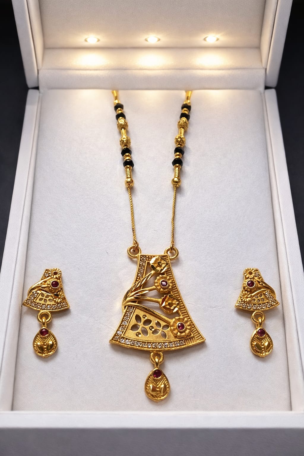 Gold-Tone Pendant Necklace Set with Earrings