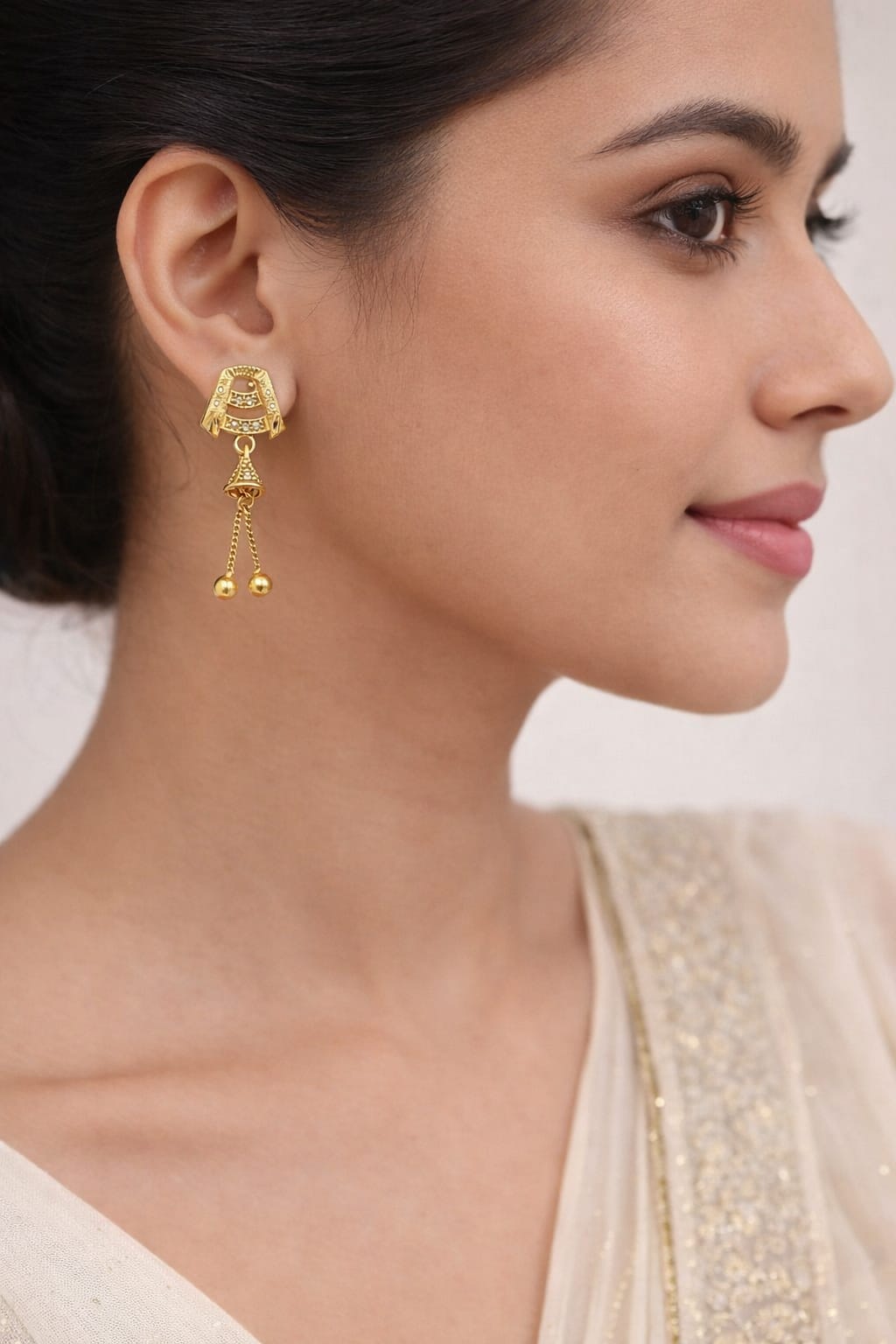 Gold-Tone Traditional Jhumka-Style Drop Earrings - Image 2